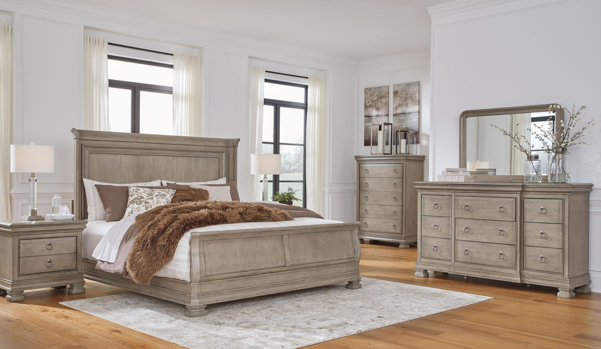 Lexorne - Gray - 5 Pc. - Dresser, Mirror, Chest, King Sleigh Bed