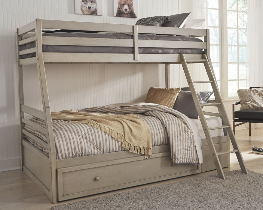 Lettner - Light Gray - Twin Over Full Bunk Bed With 1 Large Storage Drawer