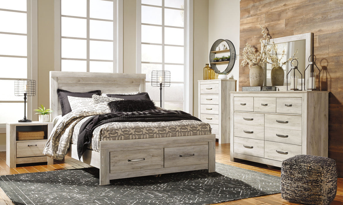 Bellaby - Whitewash - 8 Pc. - Dresser, Mirror, Queen Platform Bed With 2 Storage Drawers, 2 Nightstands