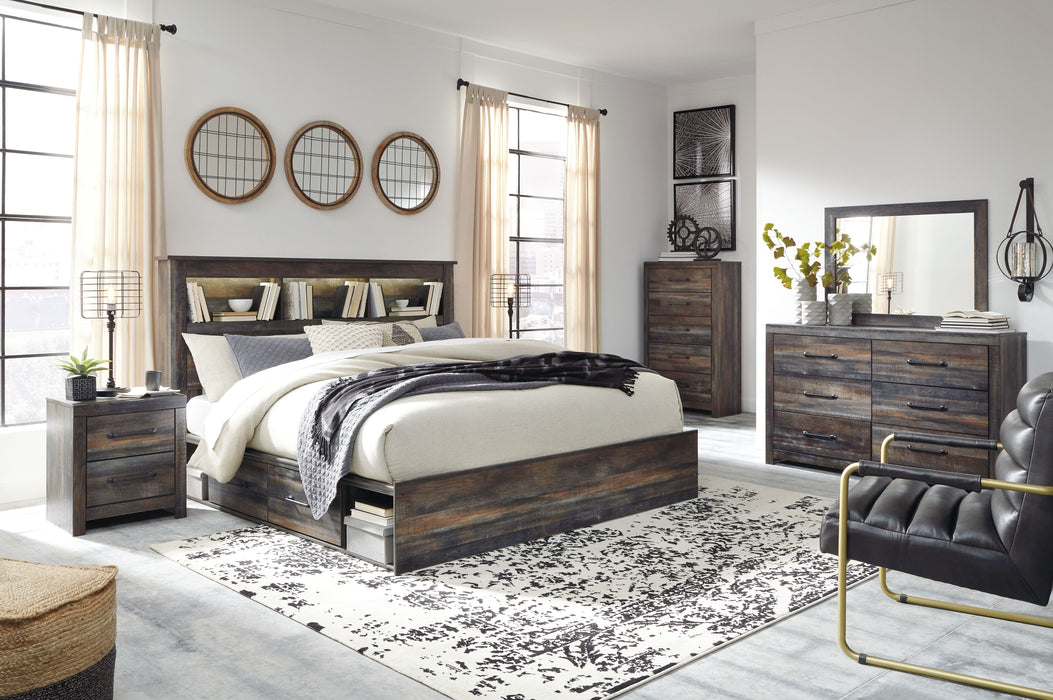 Drystan - Multi - King Bookcase Bed With 4 Storage Drawers - 8 Pc. - Dresser, Mirror, Chest, King Bed