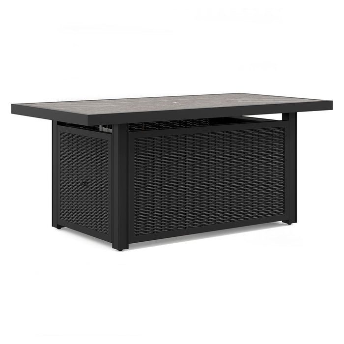 Beachcroft - Black / Light Gray - Rectangular Fire Pit Table