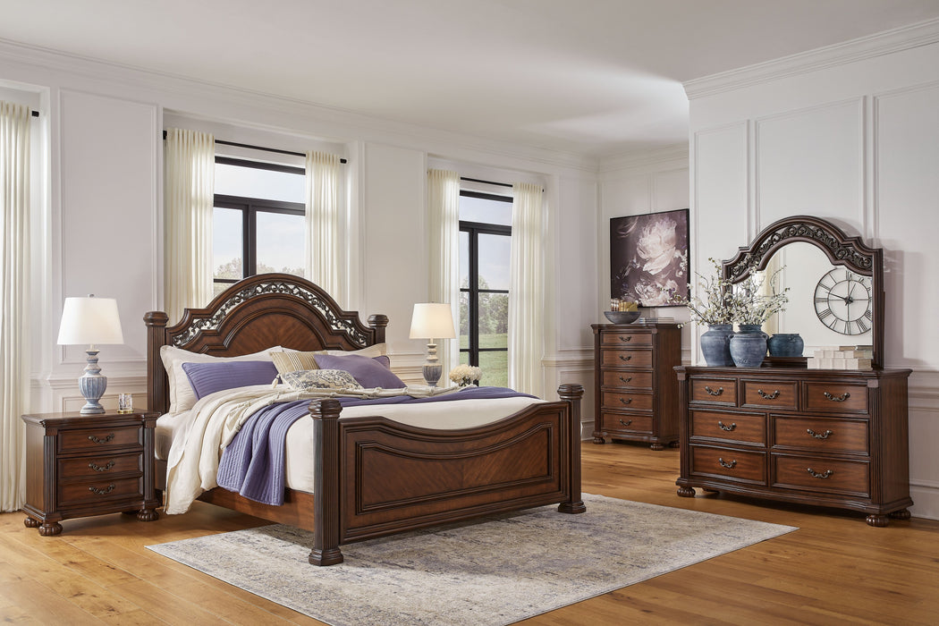 Lavinton - Brown - 5 Pc. - Dresser, Mirror, Queen Poster Bed